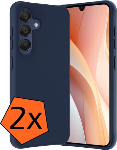 Hoes - 2 Stuks - Geschikt voor Samsung Galaxy A15 - Sterk & Shockproof - Case Siliconen - Back Cover - Telefoon Hoes - Donkerblauw