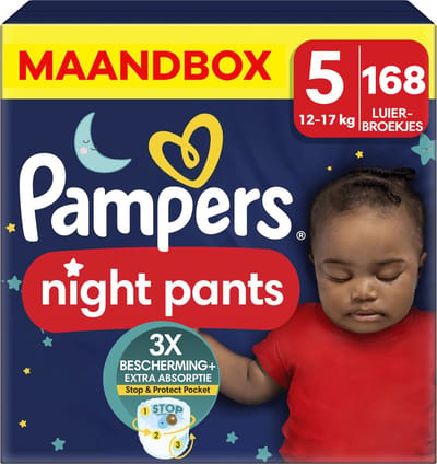 Pampers - Baby Dry Night Pants - Maat 5 - Maandbox - 168 stuks - 12/17 KG