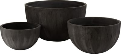 J-Line bloempot Rond Laag - keramiek - zwart - 3 stuks - Ø 60 cm
