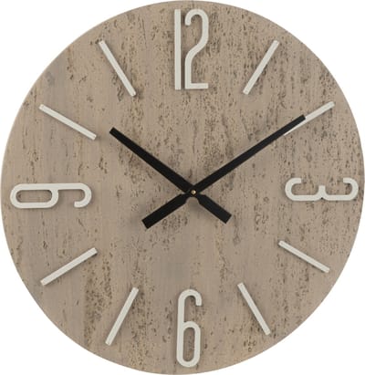 J-Line klok Pol - hout/steen - mix - Ø 58.5 cm