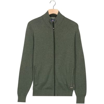 Baileys Vest Two-Tone Faux-Uni Cotton Full Zip Donker Groen / male