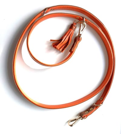 Cavlicious® verstelbare hondenriem - trainingslijn - politielijn - leder - bruin/oranje - 2.5M
