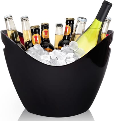 Grote ijsemmer en wijnkoeler voor feesten en evenementen (zwart)