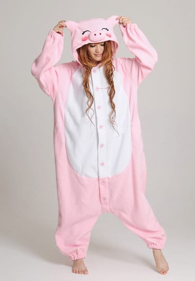 KIMU® Onesie Varken Pak - Maat XS-S of 152-158 - Varkenspak Kostuum Roze Big - Varkentje Boerderij Jumpsuit Huispak Dames Heren Zwijn Overall Festival