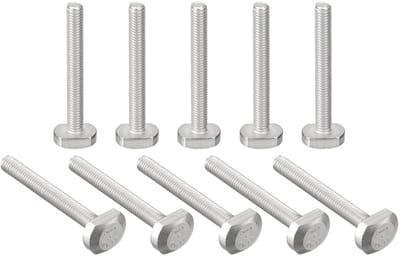 T-Screws Set van 10 M6 x 50 mm T-Groef Invoerschroeven voor T-Rail, Roestvrij Staal, Ideaal voor Bevestiging en Montage