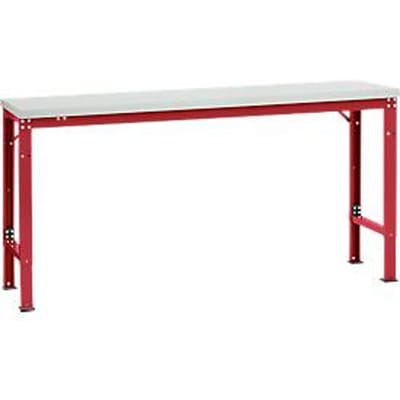 Manuflex basistafel UNIVERSAL Speciaal, 1750 x 800 mm, melamine lichtgrijs, robijnrood