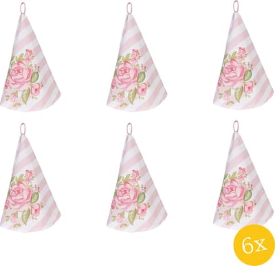 Clayre & Eef Theedoek set van 6 stuks Ø 80 cm Roze Katoen Rond Rozen