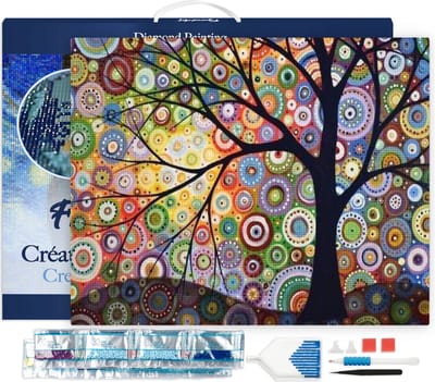 Figured'Art Diamond Painting set Volwassenen 40x50 cm met lijst Levensboom - 5D DIY Art full drill vierkante diamant - Canvas al ingelijst