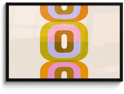 Poster in lijst - Fotolijst 90x60 cm - Posters - Stapel - Vormen - Geblokt - Oranje - Posterlijst zwart - Decoratie - Wanddecoratie woonkamer - Muurdecoratie slaapkamer