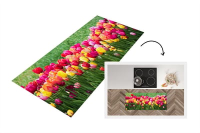 Keukenloper - Loper keuken - Een panorama van de tulpenvelden - 120x50 cm - Keukenloper vinyl