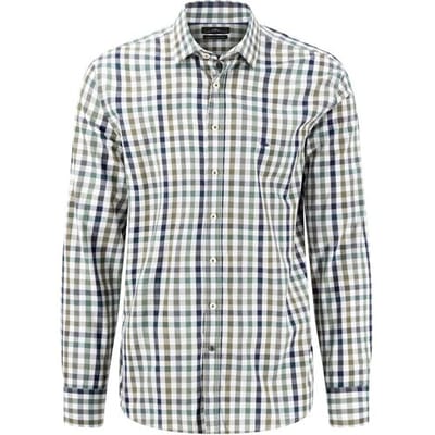 Fynch-Hatton Overhemd Smart Shirt Check Kent Night-Green / male