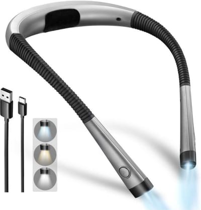 Thuys - Neklamp Grijs - 3 Lichtkleuren en 6 Helderheidsniveaus - Buigbare Armen - Oplaadbaar - voor Lezen - Breien en Kamperen