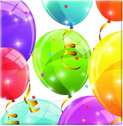 Servetten - Sparkling - Ballonnen - 33x33cm - 20st. - Papier
