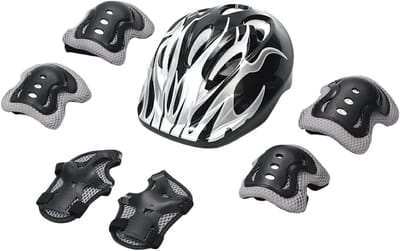Beschermende uitrusting - Kinder set - Buiten sporten - Schokabsorberend - Hoofdomtrek 53-55 cm - Zwart