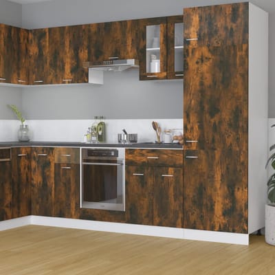 vidaXL - Bovenkast - Lyon - 60x31x60 - cm - glas - en - bewerkt - hout - gerookt - eiken