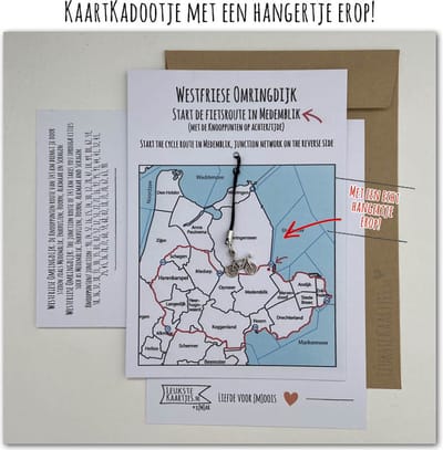 Kaartkadootje -> Hangertje Fietsje - No:01 (Rondje Westfriese Omringdijk - Met Knooppunten fiets route) - LeuksteKaartjes.nl by xMar