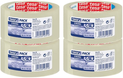 Tesa verpakkingstape - 4x - strong - transparant - 66 mtr x 50 mm - verpakkingsbenodigdheden - tape - plakband