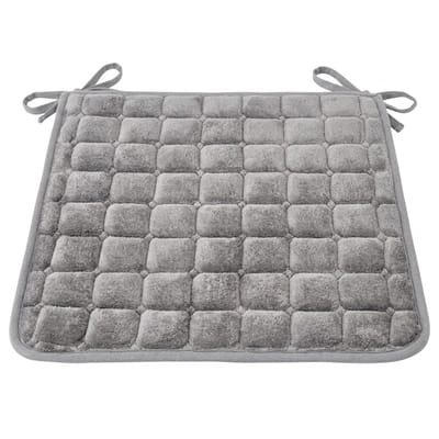 Grijs vierkant flanellen stoelkussen zitkussen stoel zacht kussen met anti slip en striklinten voor eetkamer stoel kantoor stoel en woonkamer