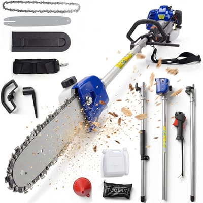 Benzine Hoogsnoeier - Kettingzaag op Steel - 43cc 2-Takt Motor - 30 cm Zaagblad - Tot 4,8m Werkhoogte - 1.2L Tank - Takkenzaag