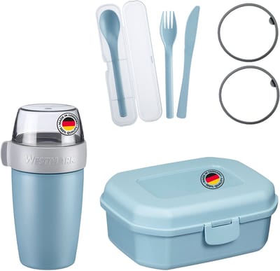 Ontbijt klaar om mee te nemen, blauw