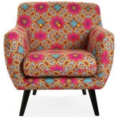 Roze bank met oosterse motieven - VERSA - Aubrey - Stof - Pluche - Vast