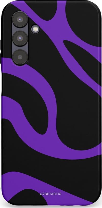 Casetastic Hoesje Geschikt voor Samsung A25 - Stijlvolle Beschermende Duo-layer Case - Golven van Paars en Zwart