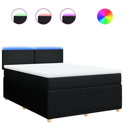vidaXL - Boxspring - met - matras - stof - zwart - 140x200 - cm