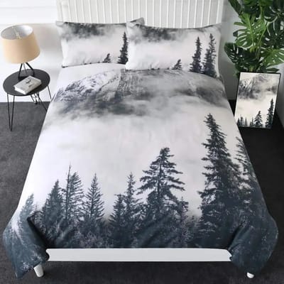 Smoky Mountain Misty Forest Comfortabele Dekbedovertrek Kussensloop Beddengoedset Kinderkamer Decoratie Huishoudtextiel 70x133cm