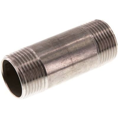 R 1'' RVS Dubbele Pijpnippel 20 Bar DIN 2982 - 80mm