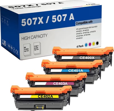 4-pack | Toner geschikt voor HP Laserjet Enterprise 500 color M551 M551dn M551n M551xh M570 M570dn M570dw M575 M575c M575dn M575f MFP HP 507X 507A CE400X CE401A CE402A CE403A