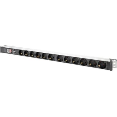 Digitus DN-95435 19 inch Stekkerdoos voor patchkast 1 HE Geaarde contactdoos Geschikt voor kastdiepte: vanaf 300 mm Aluminium, Aluminium (geëloxeerd),