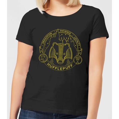 Harry Potter Hufflepuff Badger Badge dames t-shirt - Zwart - L