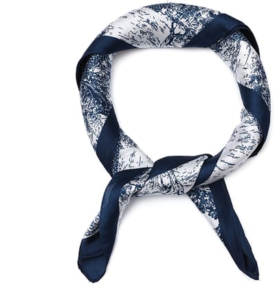 Klassieke Vierkante Sjaal met Toile de Jouy Dessin - Navy