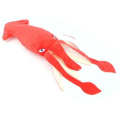 Jouet vocal en peluche pour animaux de compagnie Petit cochon Mordant Siffleur Jouet interactif Jouet doux qui fait rire pour animaux de compagnie Calmar rouge moyen red
