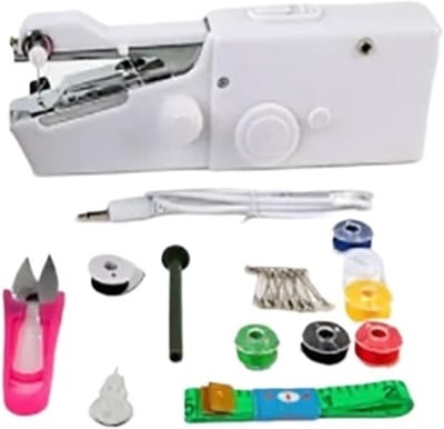 Handbediende Naaimachine - Kleine Naaimachine - Snelle Reparaties - Draagbaar Ontwerp - 21 cm Lengte - Wit