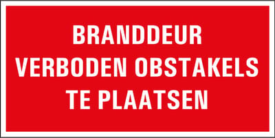 Branddeur verboden obstakels te plaatsen sticker 100 x 50 mm