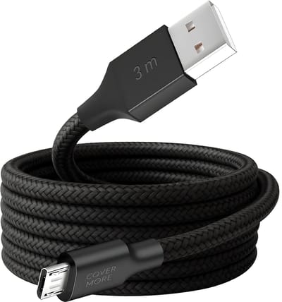 Lange Micro usb kabel - Oplader - Geschikt voor oude ingang Samsung huawei xiaomi oppo honor sony htc jbl bose telefoon speaker koptelefoon oplaadkabel - Stevig - 3 meter - Lang - Zwart