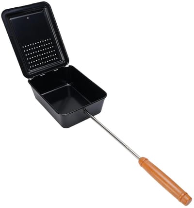 Popcorn Pan - Snack Maker - Thuis Koken - Comfortabele Houten Handgreep - 26 x 22 x 10 cm - Zwart