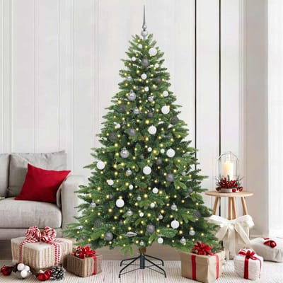 vidaXL Kunstkerstboom met 300 LED met standaard Groen 210 cm PE en PVC