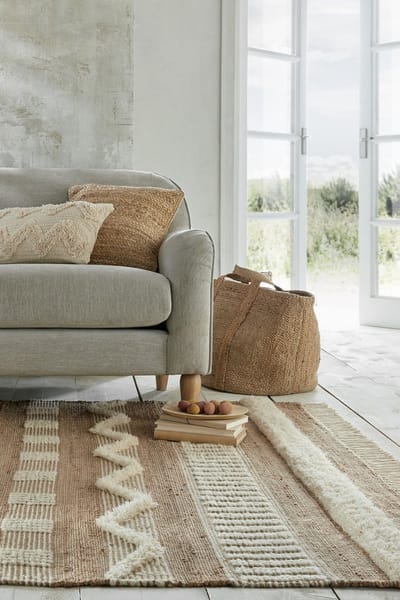 Flycarpets Medina Modern Jute - Laagpolig Vloerkleed - Naturel / Creme - 160x230 cm
