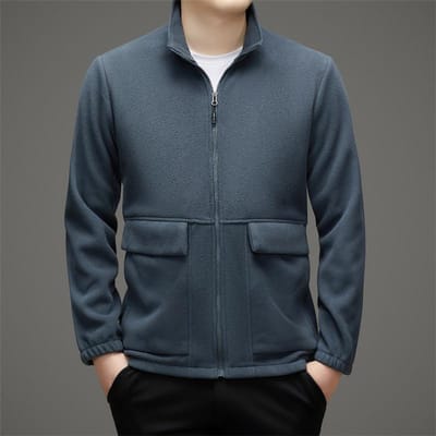 Herfst Nieuwe Effen Kleur Top Heren Warme Poolfleece Jas Modieuze Warme Top 5XL gray