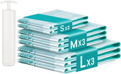 SONGMICS - Vacuumzakken - Vacuumzakken kleding - 8 Herbruikbare Opbergzakken voor Kleding - Ruimtebesparend