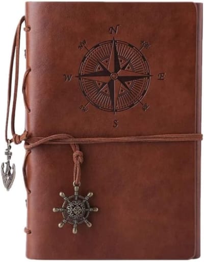 notitieboek, dagboek, A6, blanco pagina's, vintage, reisdagboek, navulbaar schetsboek, voor mannen en vrouwen (bruin)
