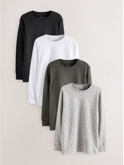 Next - Jongens - Verpakking van 4 zachte T-shirts met lange mouwen - Wit