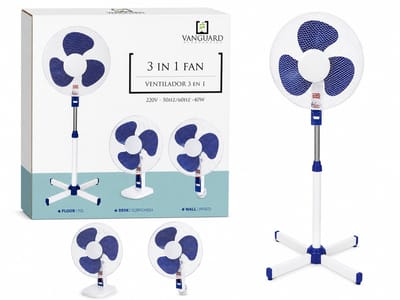 Vanguard Ventilator 3 in 1 - 40 watt - Industrial - Zeer Krachtige Ventilator - Statief, ophangen of neerzetten - Kop van 45.5cm