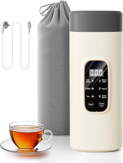 Draagbare waterkoker - Reis waterkoker - Overal warme drank - Snelkookfunctie - 550 ml - Wit/zwart