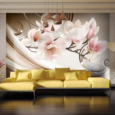 98cm X 70cm - Zelfklevend fotobehang -  Magnolia's op de Golven  , Premium Print