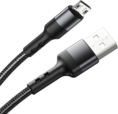 Nereb- USB naar Micro USB Kabel – 1m – Gevlochten Nylon – Zwart – 8W – Data & Opladen