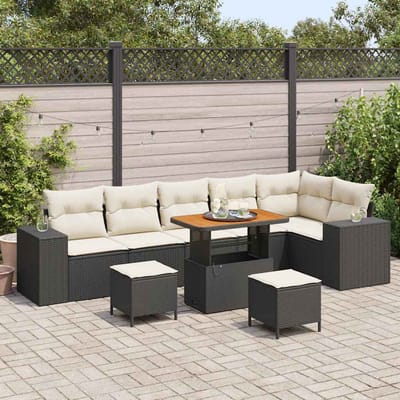vidaXL - Tuinbank - Set - 9 - st - 6-Aantal - zitplaatsen - Zwart - en - Crème