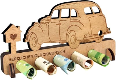 JHUBERS- Verjaardagscadeau Houten - Luxe Auto - Geldgeschenk - Cadeaubonhouder - Gastenboek - Duurzaam Materiaal - Cadeau